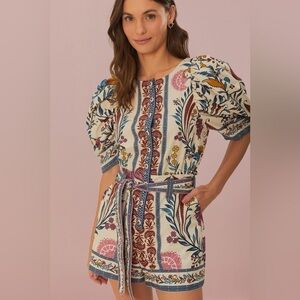 FARM RIO -  NWOT Cream Romantic Lightness Belted Romper size S